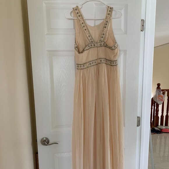 Forever 21 Beaded Maxi Dress | Blush Peach, Lined, Back Zipper - Picture 2 of 4